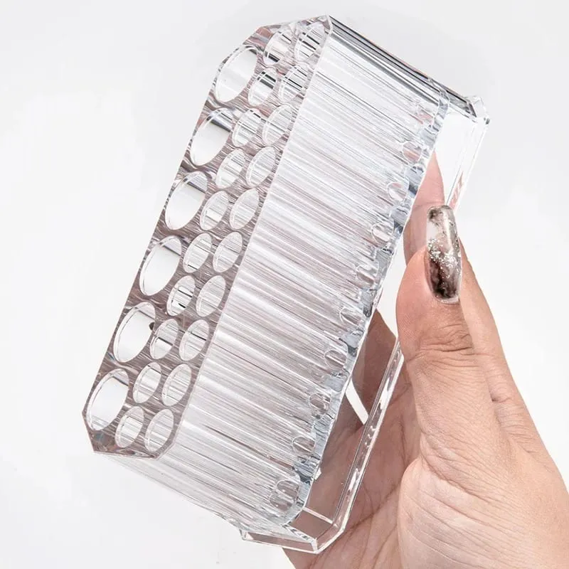 26 Holes Acrylic Makeup Brushes Holder Desktop Lipstick Organizer Eyeliner Cosmetics Pen Storage Rack Transparent Showing Shelf