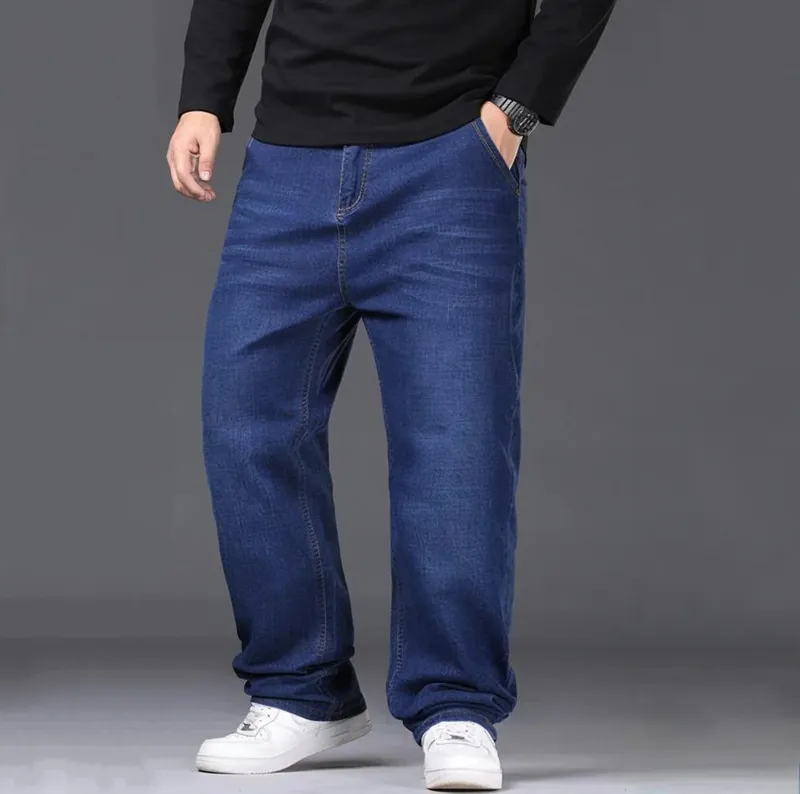 Velikosti 29-50 Pánské strečové džíny Rovné nohavice Džínové kalhoty Rozšířená velikost Modrá Černá Streetwear Uvolněný střih Do práce Neformální Nové