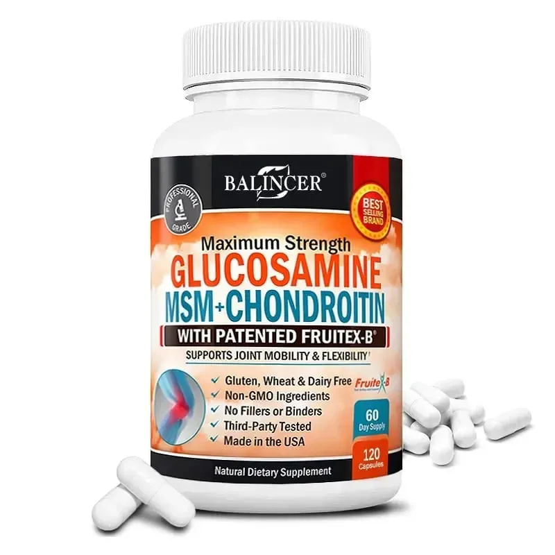 Glucosamine Chondroitin MSM - Joint Support Supplement for Men and Women - Relieve Joint Discomfort 30/60/120 Capsules NON-GMO