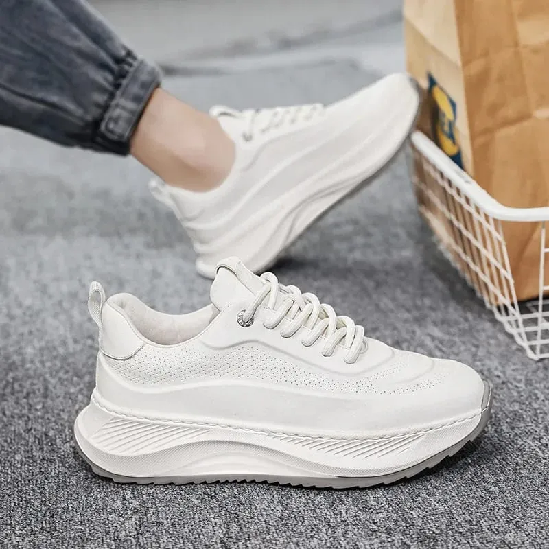 Men Casual Sneakers White Fashion Casual Sports Shoes Men Autumn New Leather Lace-up Comfortable Running Shoes Zapatillas Mujer