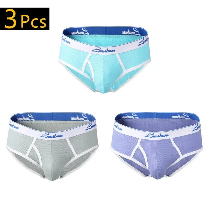 1/3 PCS New Men's Underwear Mid Waist Thread Cotton Breathable Solid Color Youth Underwear Men's Triangle Pants — image 22