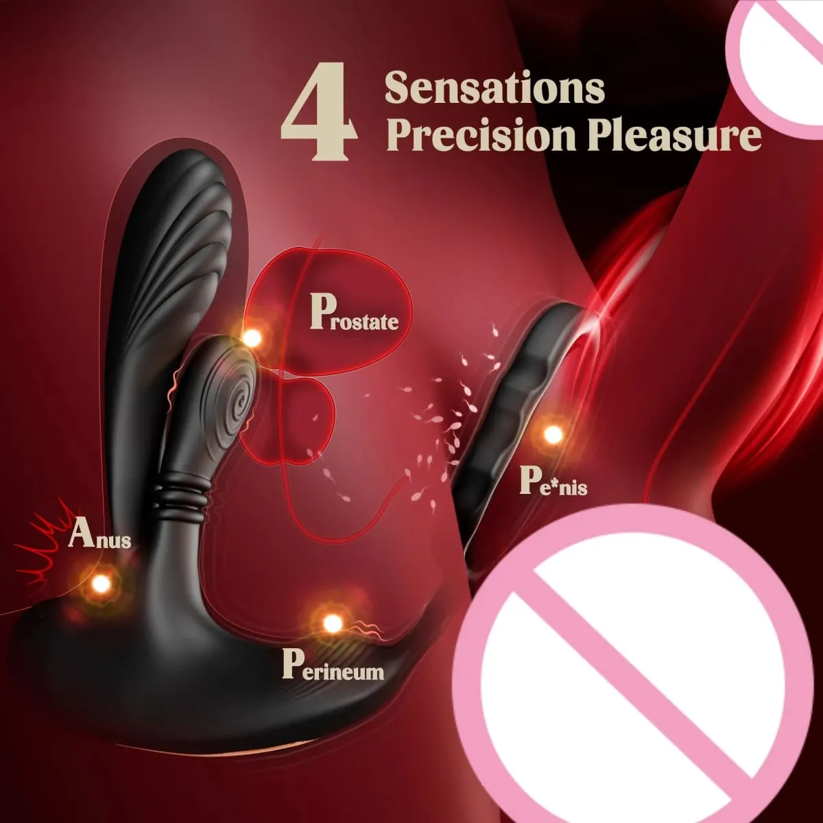 360° cirkulär knådande analvibrator Prostata massageapparat för män med kukring 3 i 1 L-formade vibratorer Vuxen analsexleksak för homosexuella
