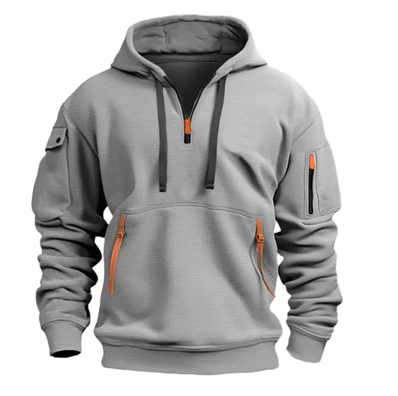 New Multi Pocket Zipper Fleece Hooded Casual Shirt for Men and Women Plus Size Loose Pullover Fashion Sweatshirt Top