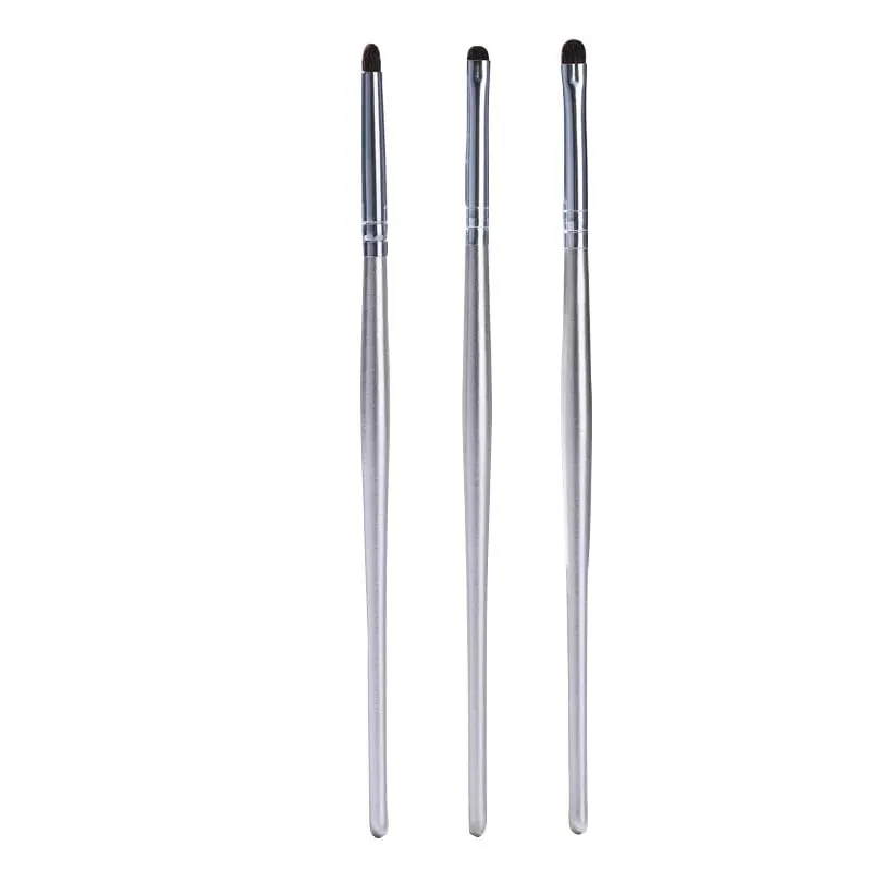 3 szt. Małe pędzle do cieni do powiek ze srebrną rączką do szczegółowego blendowania makijażu smokey eyeliner Profesjonalny zestaw pędzli kosmetycznych