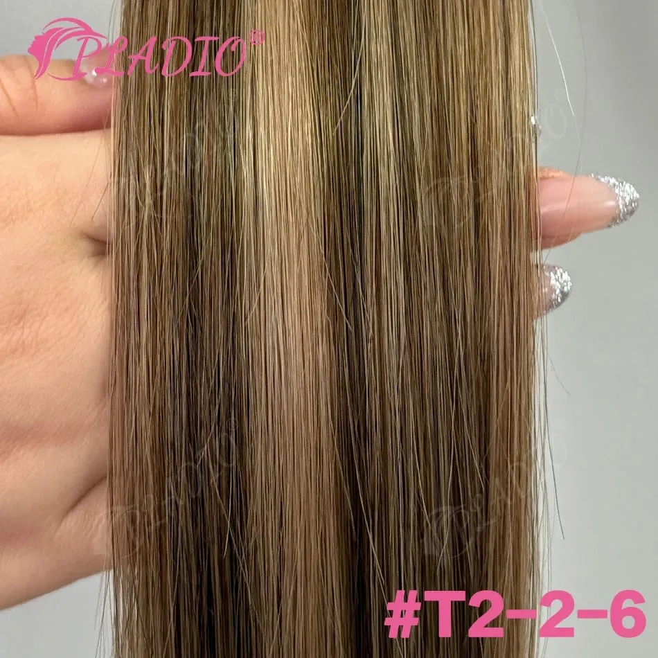 20 40 60 pezzi Nastro nelle estensioni dei capelli 100% capelli umani lisci 14-22 pollici Colore n. 4 Aggiungi volume Estendi la lunghezza per le donne