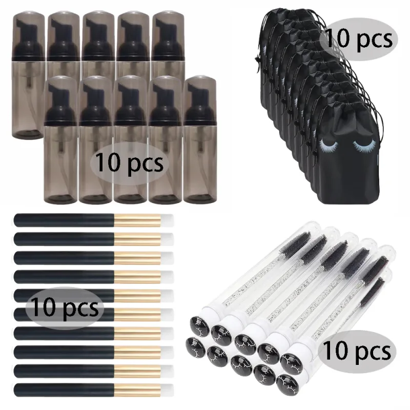 20/40Pcs 60ml Plastic Refillable Leakproof Empty Foam Pump Bottles Lash Shampoo Kit Travel Soap Dispenser Face Wash Makeup Tools