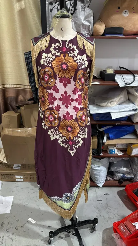 Elegante Gedruckt frauen Quaste Kleid Mit Fransen Ärmellose Dünne Unregelmäßige Party Abendkleider 2026 Frühling Sommer Dame Vestidos