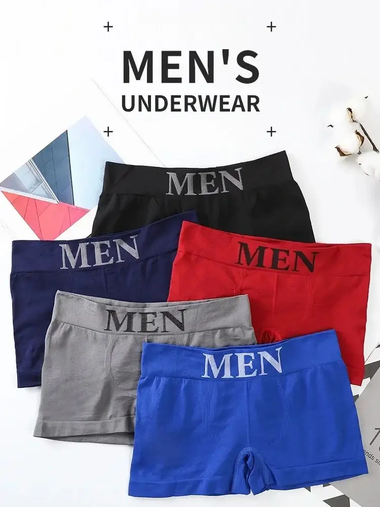 3 Pcs/Lot Panti ng Panlalaking Panloob na Kasuotang Panloob Boxers Breathable Man Boxer Solid na Pantalon Kumportableng Panlalaking Brand na Shorts Itim na Asul na Panloob