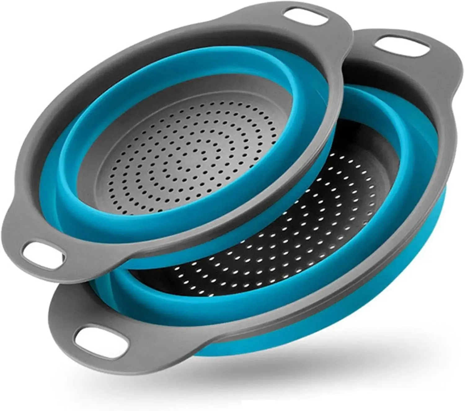 Penapis Dapur Set Penapis 2PCS Penapis Makanan untuk Dapur Boleh Dilipat Colander dengan Pemegang Plastik untuk Pasta dan Spaghetti