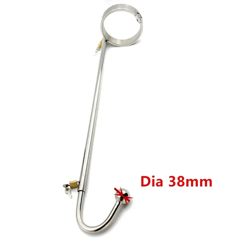 Lock Forced Collar Restraint Frame with Anal Hook Plug Stainless Steel BDSM Bondage Collar SM Sex Toy for Couple Adult Game