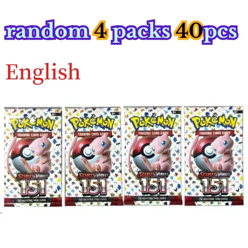 fun 40 Pieces Pokemon Card Pack 4 Sets Sun Moon Violet 151 English Trading Cards Collectible Toys Halloween Gift Fantasy Sci Fi