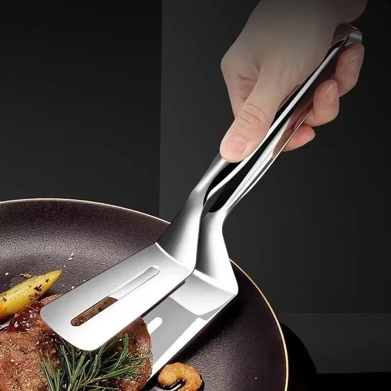 1Pc Stainless Steel Steak Clips Multifunctional Spatula Double-Sided Cooking Tongs For Fish Meat Pizza Kitchen Baking Tools
