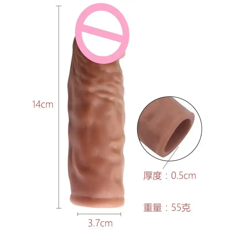 14/16/20CM Realistic Penis Sleeve Extender Reusable Dildos Condom Delay Ejaculation Dick Enlargement Sex Toys for Men