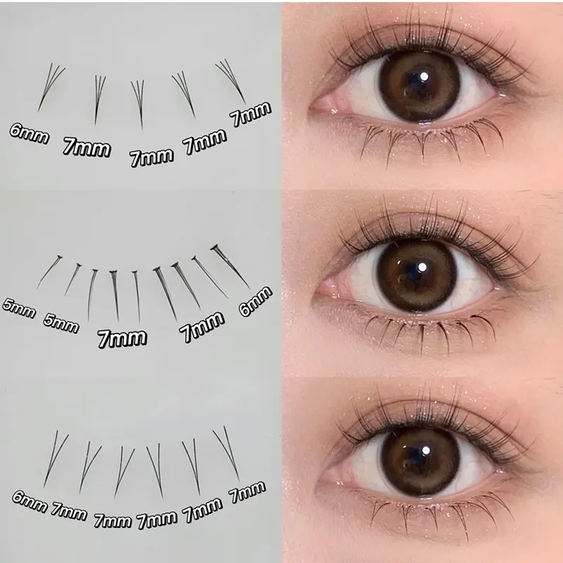 J Curl V Shape Under Eyelash Comic Eye Lashes Natural Bottom Lashes Soft Manga Eyelashes Bunches Eyelash Clusters Korean Makeup