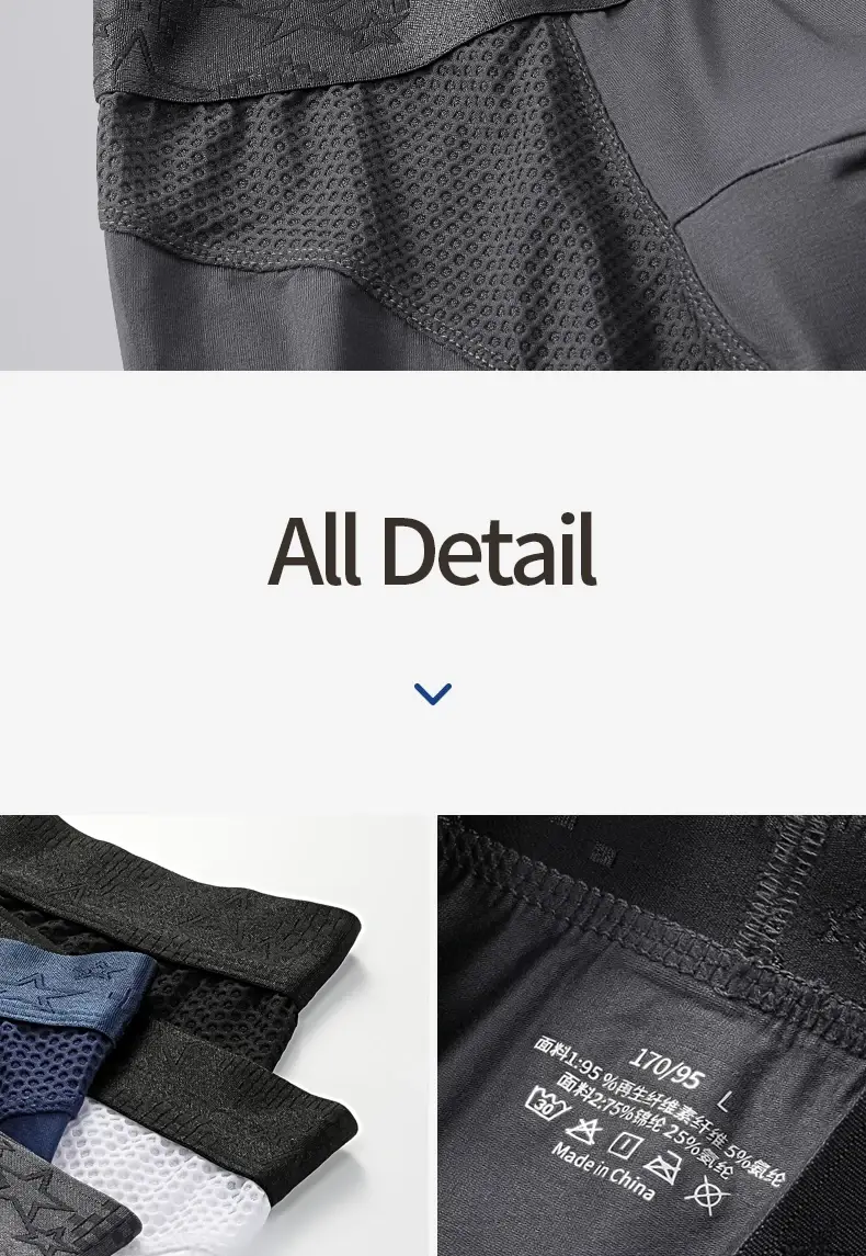 Ropa interior deportiva extendida, calzoncillos tipo bóxer para hombre, pantalones cortos cuadriláteros de entrenamiento transpirables de talla grande para correr, antiabrasión Modal — image 9