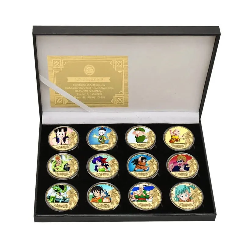 Dragon Ball Banhado A Ouro Moeda de Ouro Son Goku Vegeta Moedas Comemorativas Crianças Clássico Anime Periféricos Coleção Brinquedo Lembrança