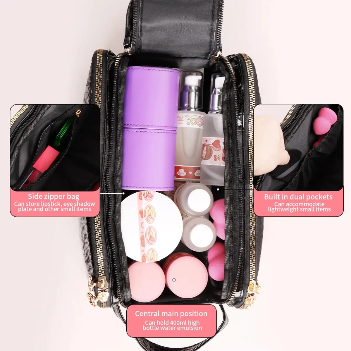 40/30/25/22Pcs Professional Makeup Brush Set with Crocodile Storage Bag Blush Highlight Eyeshadow Brushes for Daily Stage Makeup — image 4