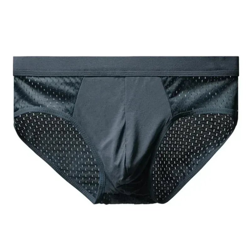 Herren-Unterwäsche aus Eisseide, atmungsaktiv, Bambus-Kohlenstofffaser, antibakteriell, bequem, hohl, Unterwäsche, Hose, kalt