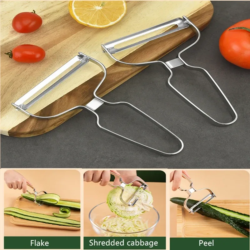 Peeler Vegetables Fruit Stainless Steel Knife Cabbage Graters Salad Potato Slicer Kitchen Accessories Cooking Tools Wide Mouth — image 3