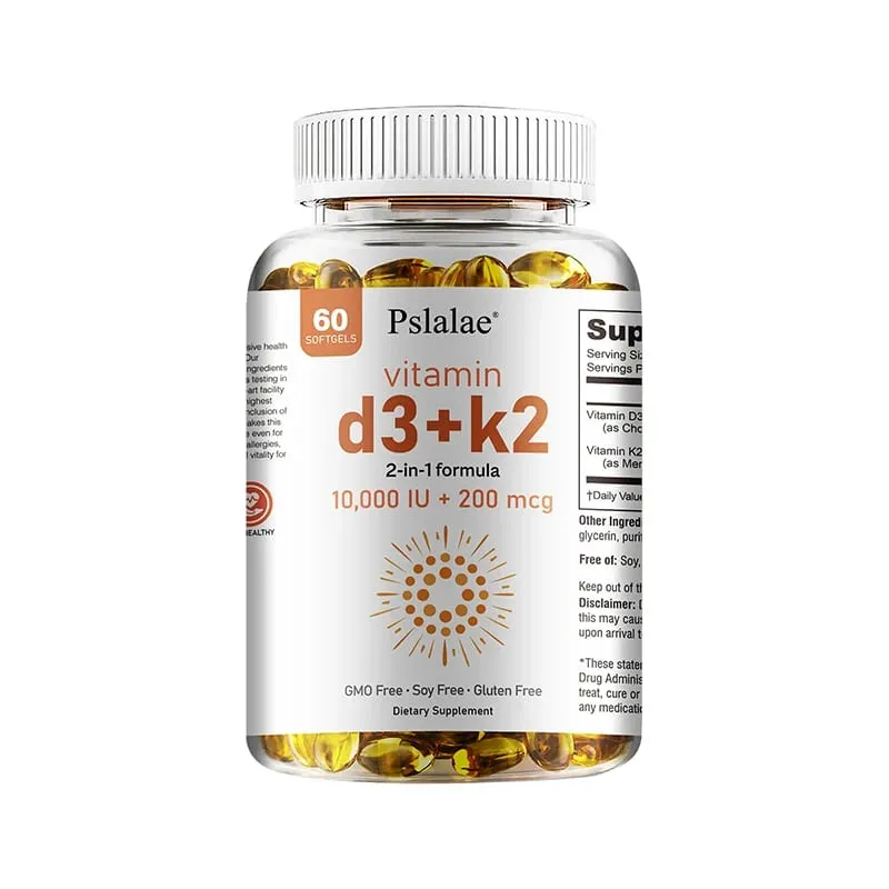 Vitamin D3 10000 IU with K2 200 Mcg | 2 in 1 Support Immune Heart Joint Teeth & Bone Health