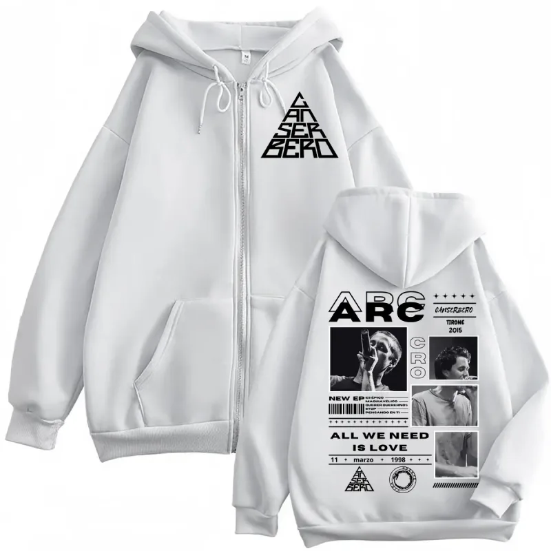 Canserbero Tudo o que precisamos é amor Muerte Vida Merch Zipper Hoodie Moda masculina Hip Hop Zip Up Moletons Casual Pulôveres de lã