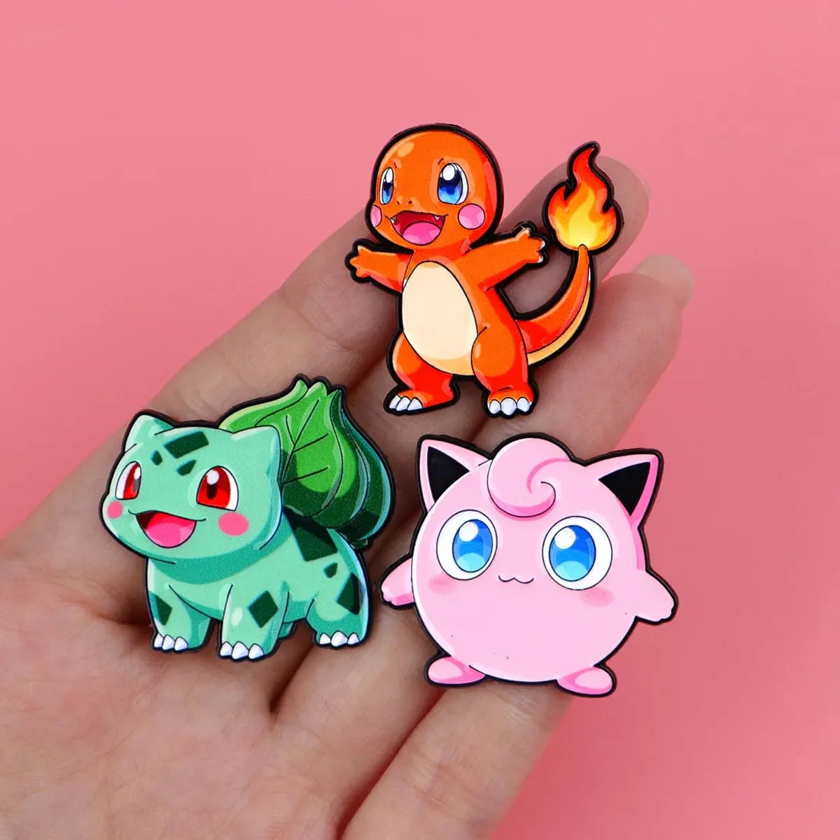 Random 7Pcs Anime Pokemon Monsters Enamel Pins Creative Elf Pikachu Psyduck Bulbasaur Squirtle Brooch Lapel Badge Cosplay Gift — image 3