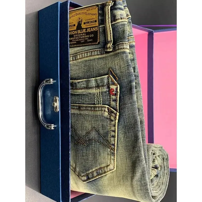 Street Fashion Men Jeans Retro Blue Elastic Slim Ripped Jeans Men High Quality Brand Designer Vintage Denim Pants Hombre — image 4
