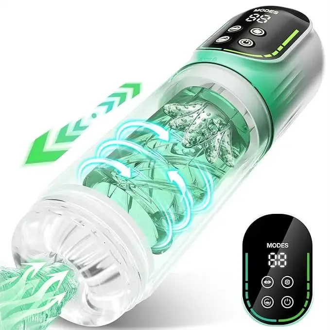 Automatic Thrusting Rotation Male Masturbator Sucking Licking LCD Vacuum Penis Pump Water SPA Real Pocket Pussy Sex Toys for Men
