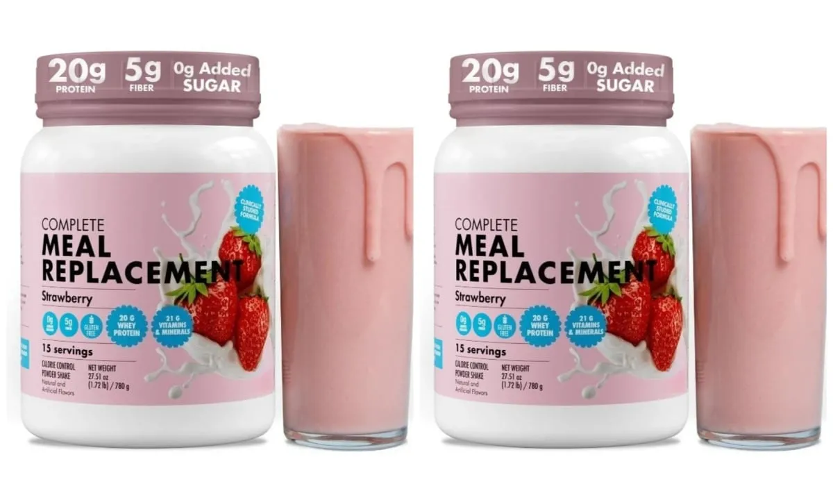 Meal Replacement Milkshake 20G Protein 5G Fiber 21 Vitamins Nutrients Minerals Strawberry Flavor 780g