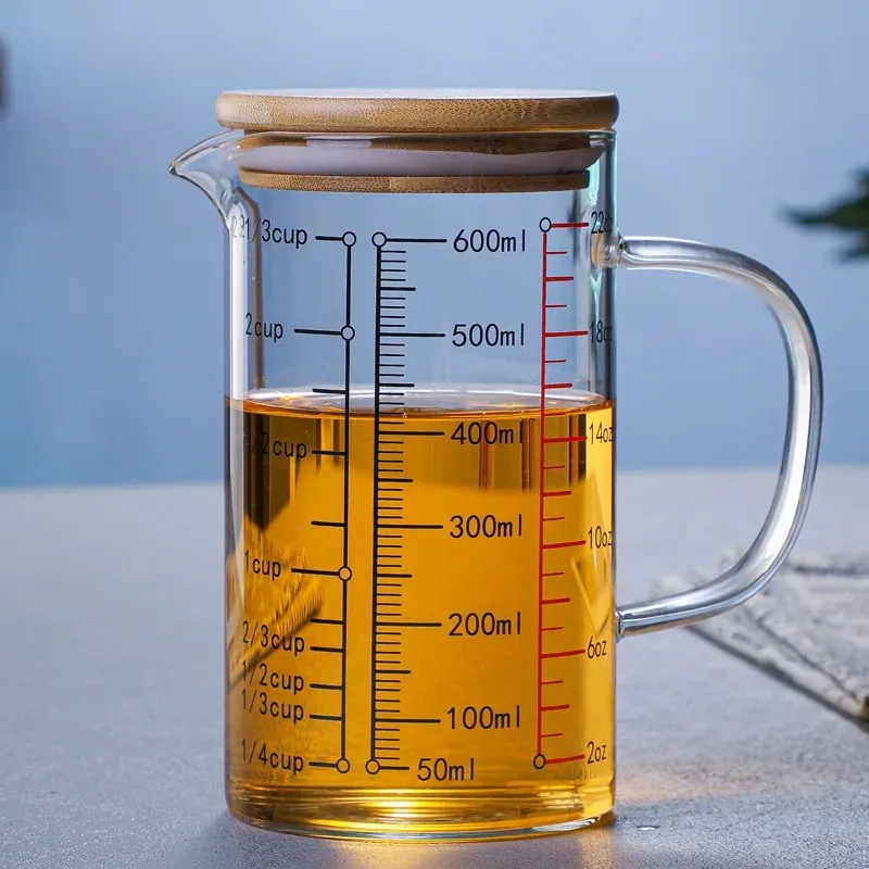 Mataas na Borosilicate Glass Measuring Cups Clear Glass Scale Cup With Handle V Shaped Spout Kitchen Glass Measuring Beaker