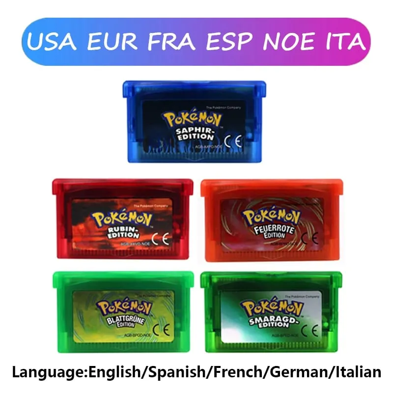 GBA Video Game Cartridge Console Card Pokemon Emerald Ruby FireRed LeafGreen Sapphire Multi-language for GBA/NDS — image 1