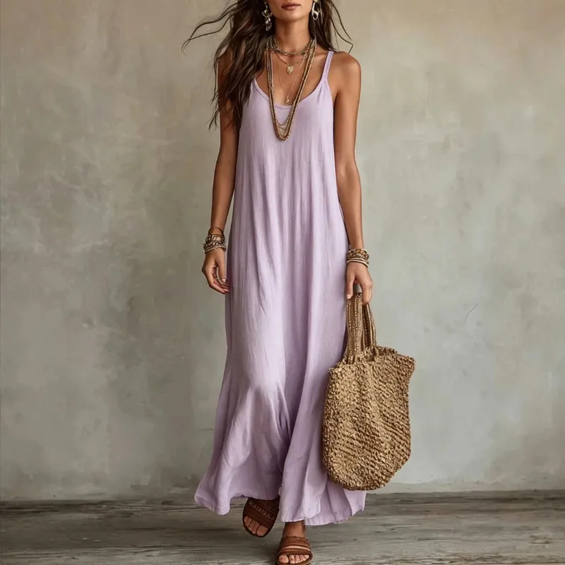 Backless Cami Dresses Summer Women Boho Dress Spaghetti Strap Sleeveless Casual Maxi Dress Long Sundress Holiday Beach Wear — image 4
