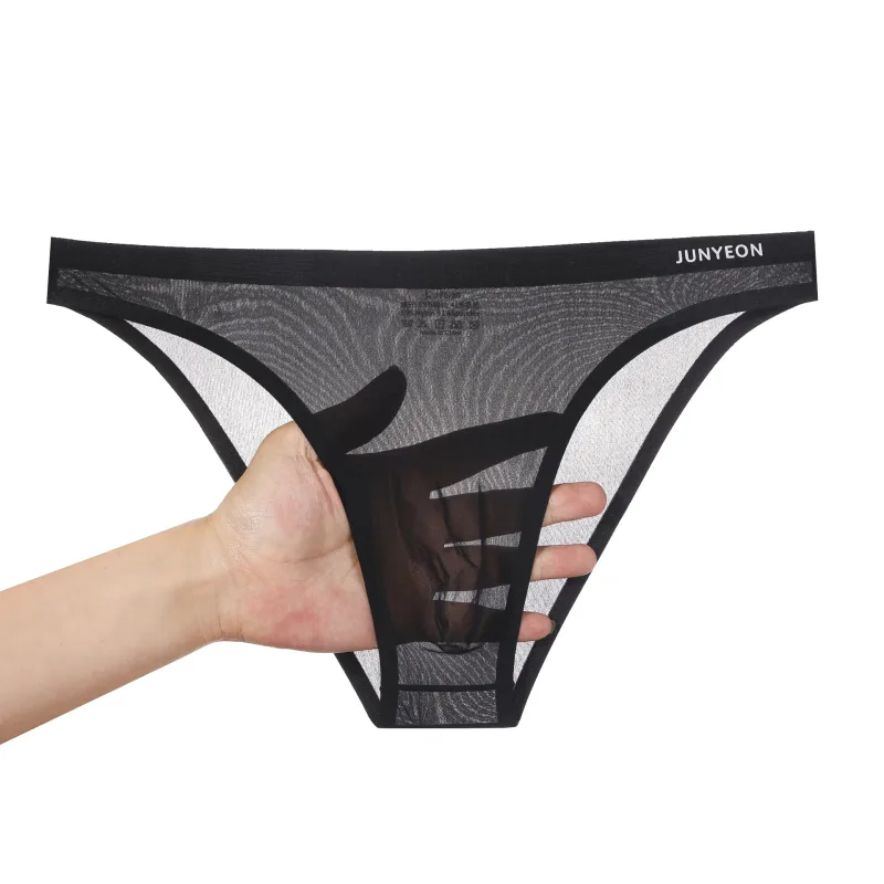 Dikişsiz çabuk kuruyan erkek külot iç çamaşırı düz renk buz ipek ultra-ince külot seksi nefes 3D kese külot iç çamaşırı