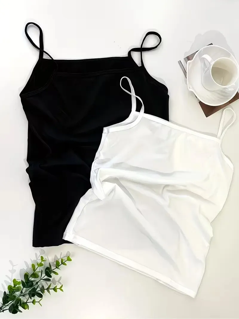 Y2K Women Tank Top Vintage Denim Star Pendant Graphic Spaghetti Strap Camisole Summer Beach Sleeveless Black White Vest Shirt