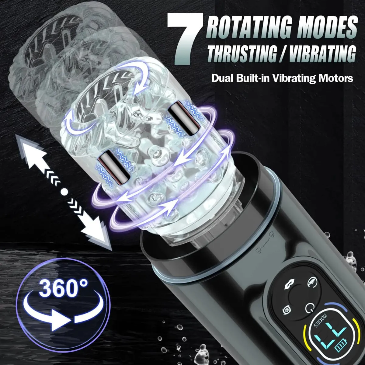 Novo lcd automático masculino mastubator pênis bomba com 7 vibração rotativa empurrando & lambendo modos bolso buceta brinquedos sexuais para homem