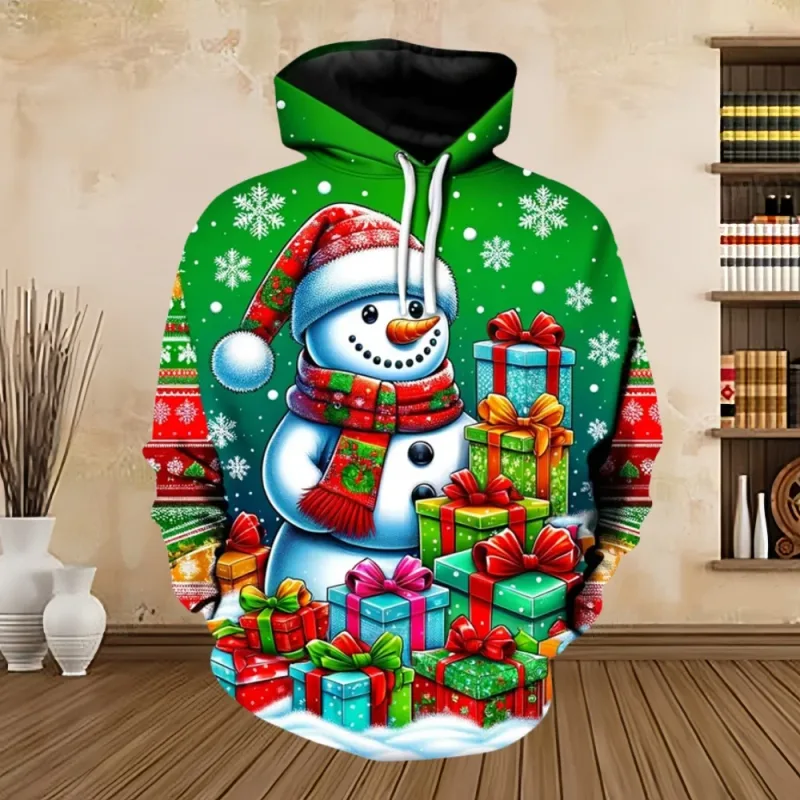 2025 Merry Christmas Graphic Sweatshirts Tree Pullover Hoodies for Men Clothes Santa Claus Hoody Snowman Sweatshirts Unisex Top — image 8