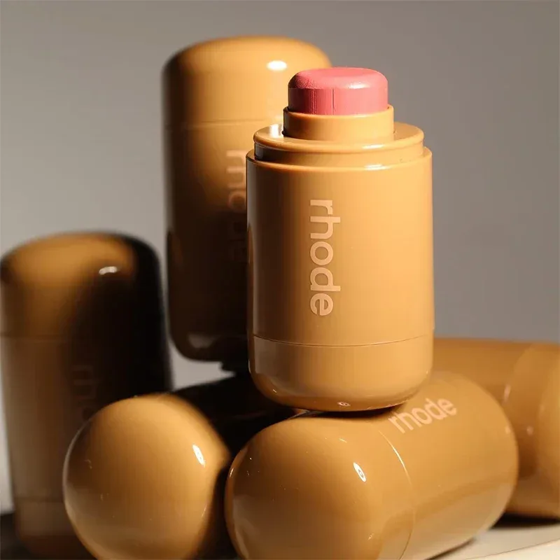 INS Pocket Powder Blusher Stick Lip Cheek Hydrating Stick Natural Rouge Powder Blusher Cream Lipstick Cheek Teacup Candy Color
