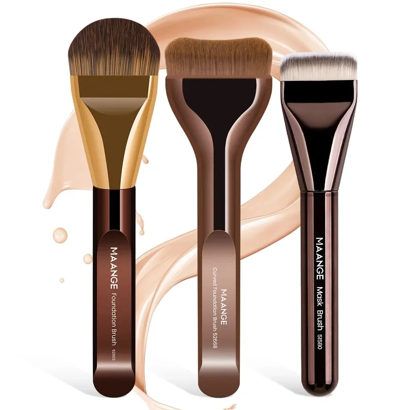 3pcs Makeup Brushes Aluminum Tube Makeup Brush Foundation Makeup Brush Thin Foundation Brush Kabuki Makeup Tools for Girl — image 7