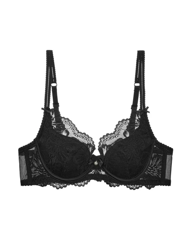 Purple French Lace Bra Embroidery Soft Underwire Minimizer Big Bust Lift Anti Sag Gathering Support Daily Lingerie 32-38 Bra Set