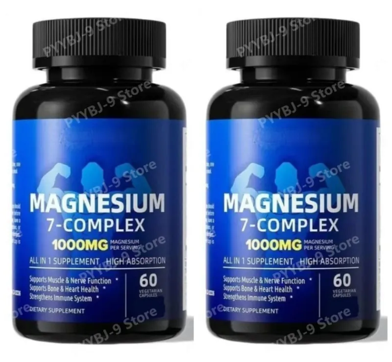 Magnesium-7-Komplex-Ergänzungsmittel mit Glycinat-Citrat-Malat-Chelat-Zink-Vitamin D3 B6 zur Linderung der Schlafmuskulatur, 60 Kapseln