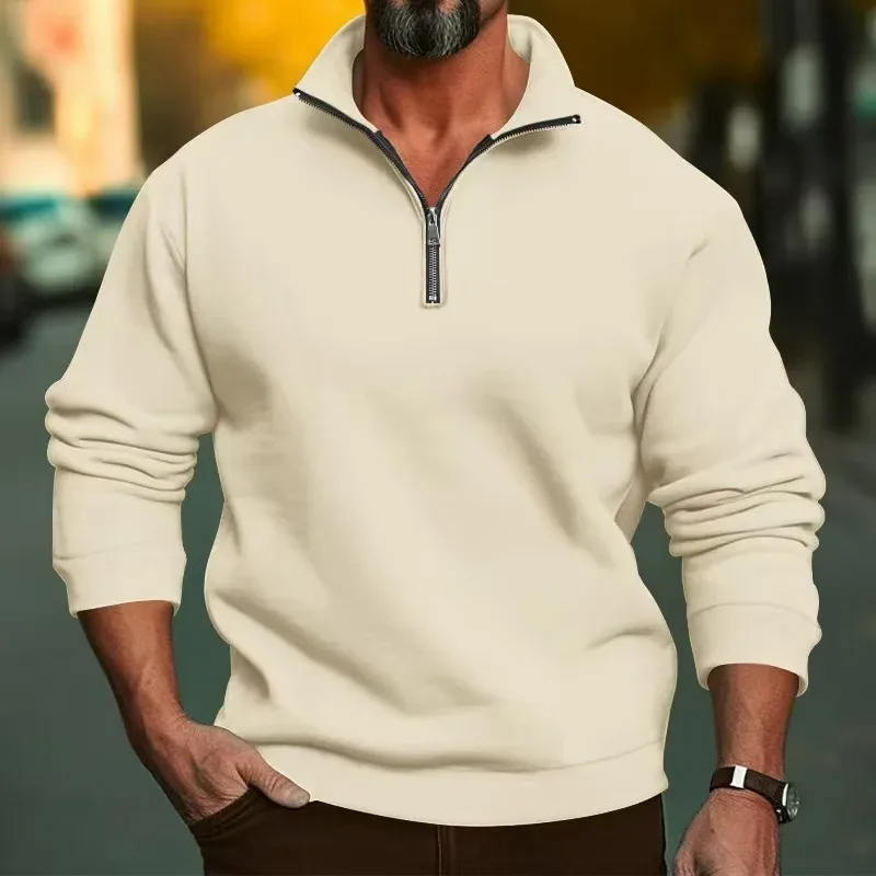 2026 Outdoor Men Zipper Sweatshirts Spring Quarter Zip Pullover Half Zipper Hoodie Men Gym Man Autumn Solid Men Sweatshirt Coat — image 17