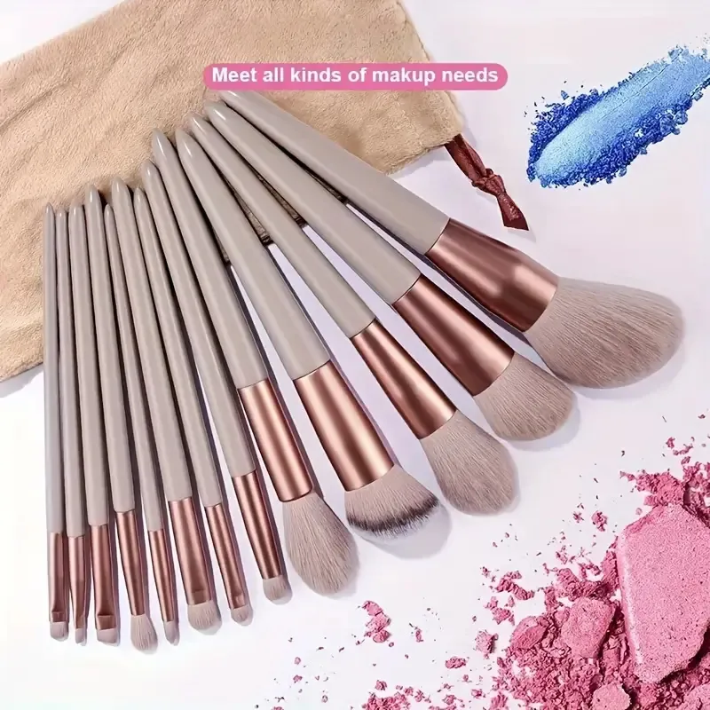 13Pcs Makeup Brushes Tool Set Cosmetic Powder Eye Shadow Foundation Blush Blending Beauty Make Up Brush For Makeup Starters Gift