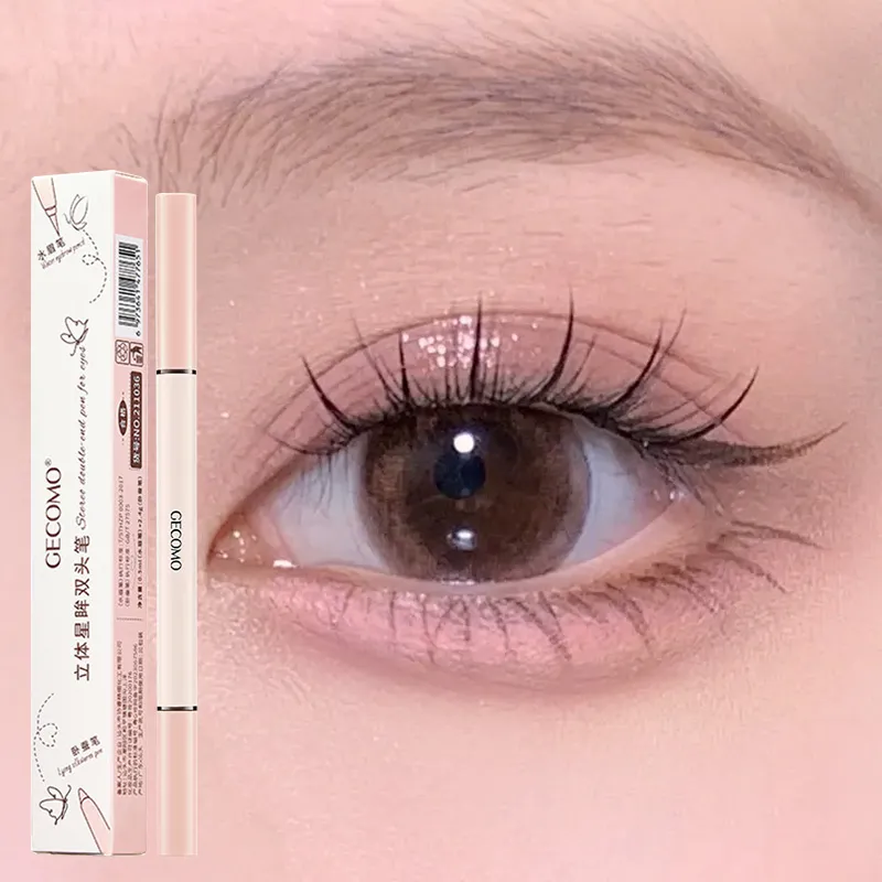 3D star eye double head silkworm pen keep makeup lasting waterproof and not easy to stain brighten — image 2