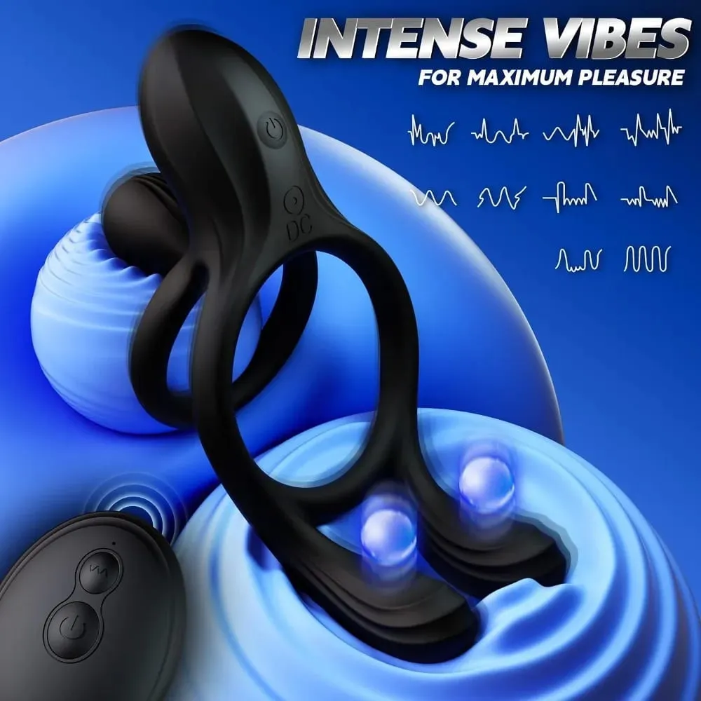 Vibrating Cock Ring for Men Remote Control Penis Ring Ejaculation Delay Chastity Cage Clitoris Stimulation Sex Toy for Couples