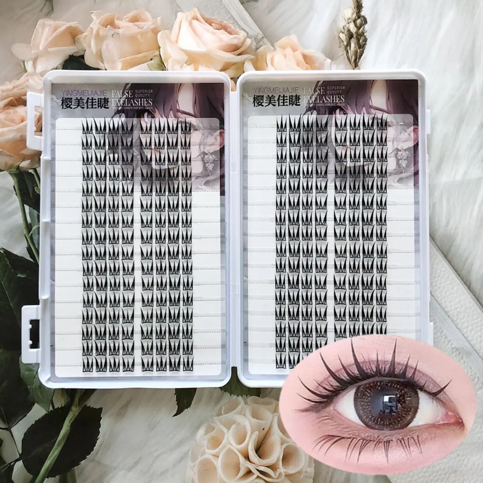 Fluffy Volume False Eyelash Extensions V-shaped Natural Curl Large Capacity Fake Lashes Daily Wear Perfect Eye Makeup For Women