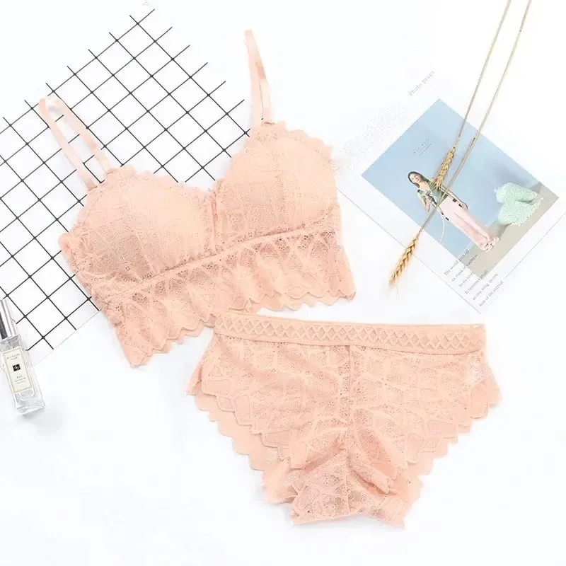 Women's Bra Set Sexy Beauty Back Tops Lace Push-up Bras and Panty Sets Wire Free Lingerie Solid Padded Intimates Underwear — image 12