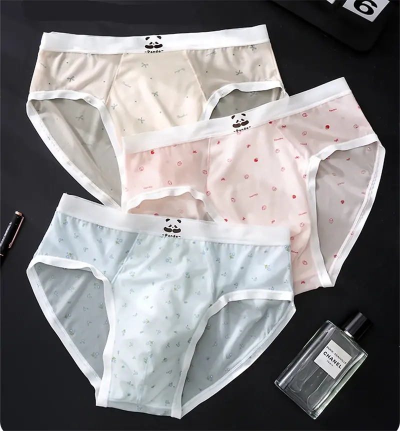 Baru Bare feel seluar dalam lelaki bercetak sissy cuecas masculino sutera ais seksi tøy lelaki cueca nipis lancar calzoncillos hombre
