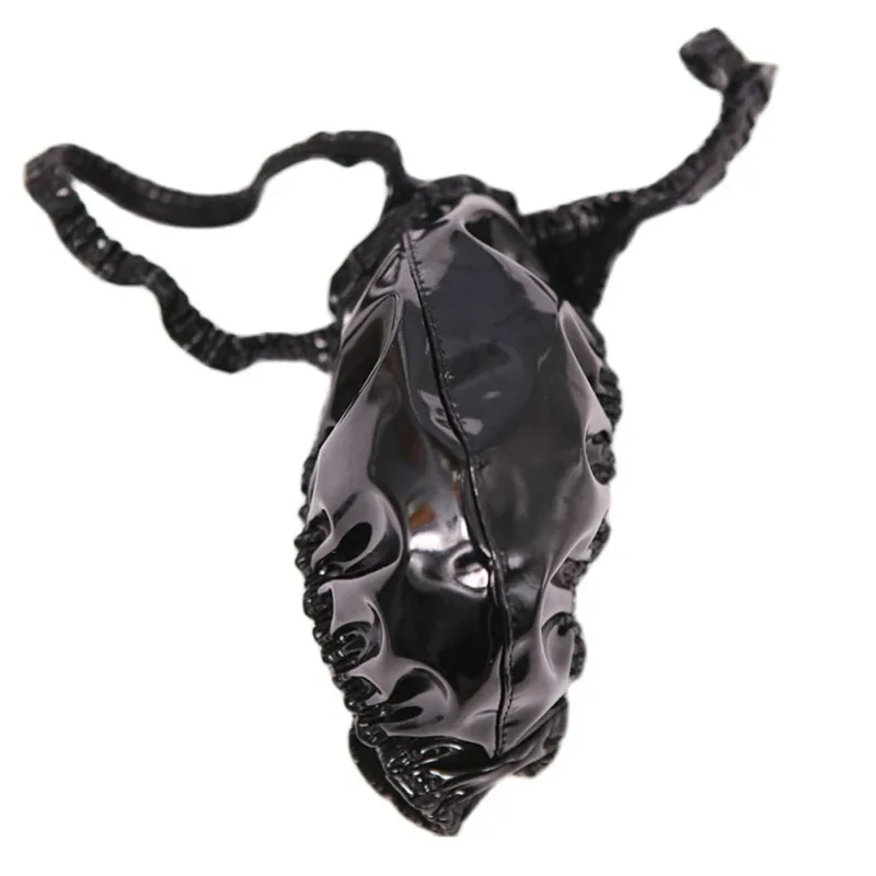 Seksi Erkek PVC Parlak U Dışbükey Kese Külot Alçak G-string Lateks Yağ Kasvetli Seksi Tanga Carapace U Bulge Iç Çamaşırı