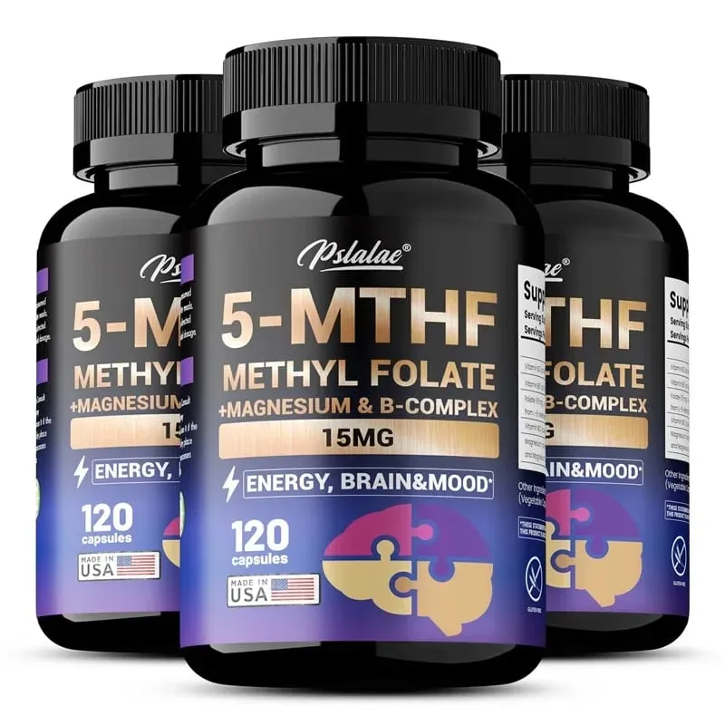 5-MTHF Methylfolate Supplement - Enhances Memory Focus and Clarity Boosts Cognitive Function Energy Brain and Mood Support