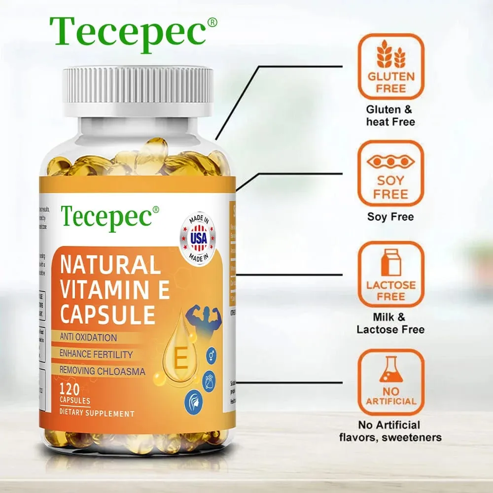Vitamin E Capsules Helps Blood Birculation and Antioxidant & Brightens Skin Tone Daily Vitamin Supplement Beauty Health